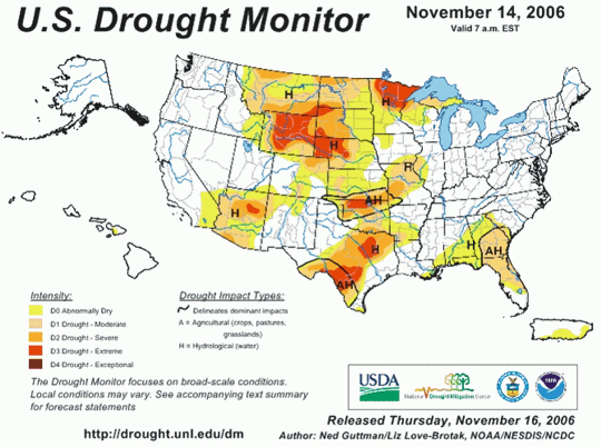 Drought Monitor Graphic at beginning of forecast period