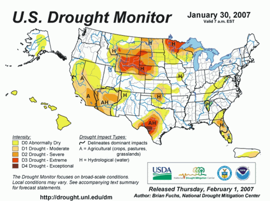 Drought Monitor Graphic at end of forecast period