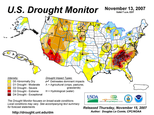 Drought Monitor Graphic at beginning of forecast period