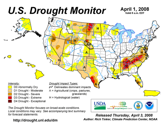 Drought Monitor Graphic at end of forecast period