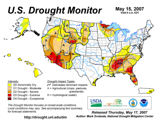 Drought Monitor Graphic at beginning of forecast period