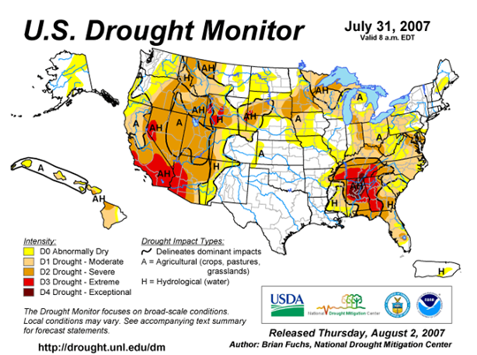 Drought Monitor Graphic at end of forecast period