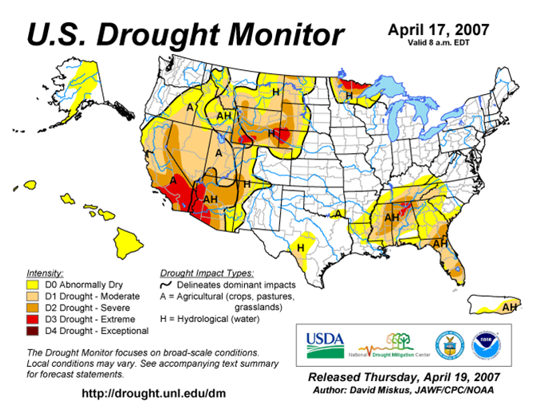 Drought Monitor Graphic at beginning of forecast period