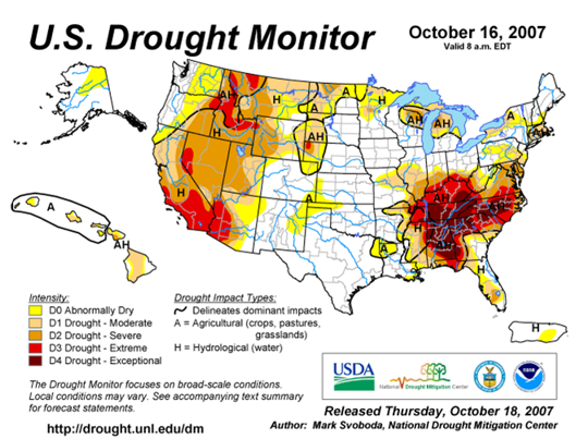 Drought Monitor Graphic at beginning of forecast period