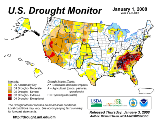 Drought Monitor Graphic at end of forecast period