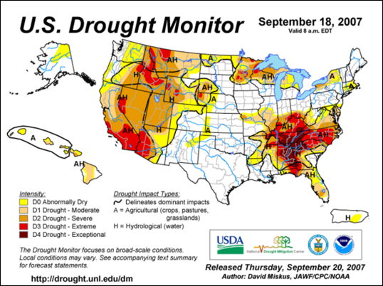 Drought Monitor Graphic at beginning of forecast period