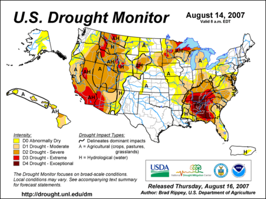 Drought Monitor Graphic at beginning of forecast period