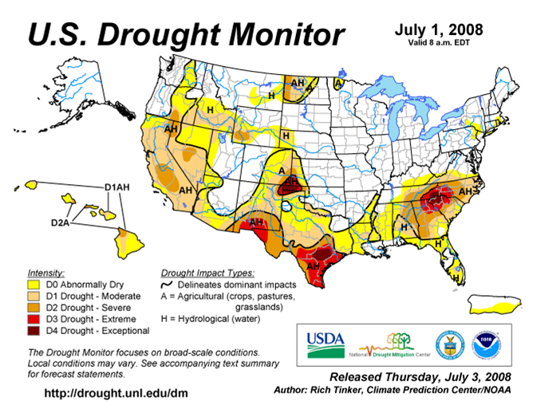 Drought Monitor Graphic at end of forecast period