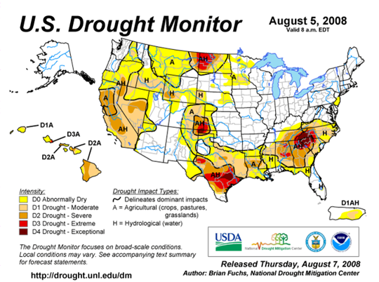 Drought Monitor Graphic at beginning of forecast period