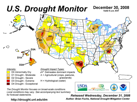 Drought Monitor Graphic at beginning of forecast period