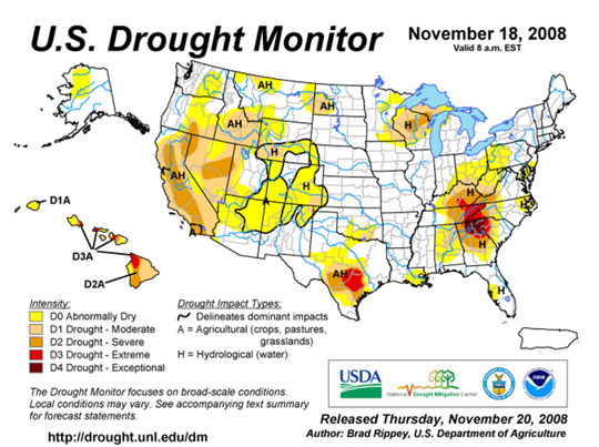 Drought Monitor Graphic at beginning of forecast period