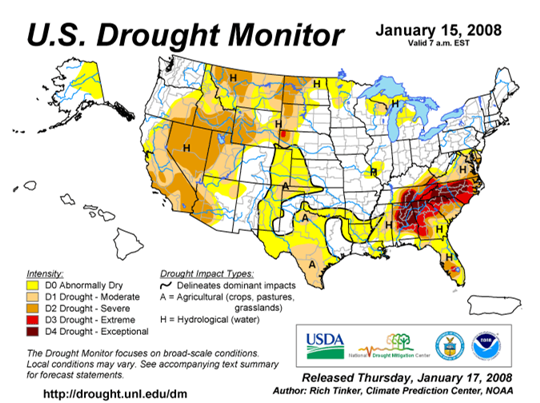 Drought Monitor Graphic at beginning of forecast period