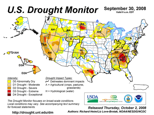 Drought Monitor Graphic at end of forecast period