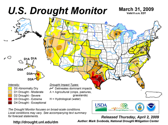 Drought Monitor Graphic at end of forecast period