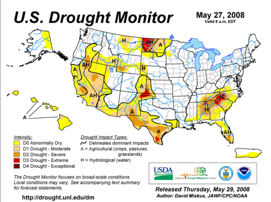 Drought Monitor Graphic at end of forecast period