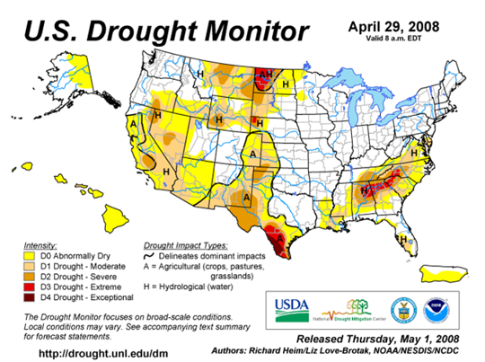 Drought Monitor Graphic at beginning of forecast period