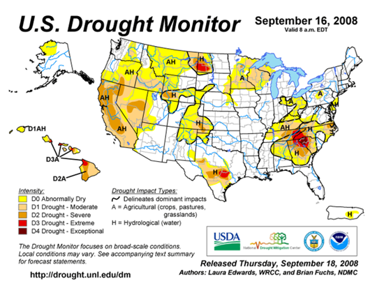 Drought Monitor Graphic at beginning of forecast period