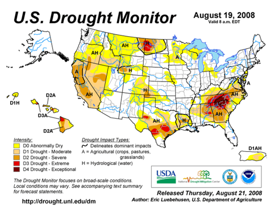 Drought Monitor Graphic at beginning of forecast period