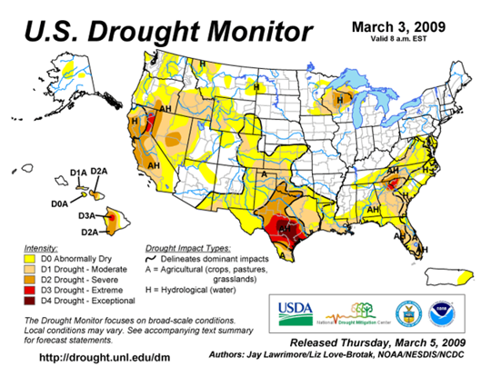 Drought Monitor Graphic at beginning of forecast period