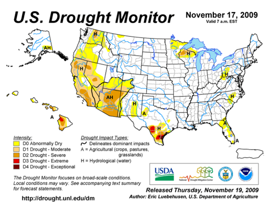 Drought Monitor Graphic at beginning of forecast period