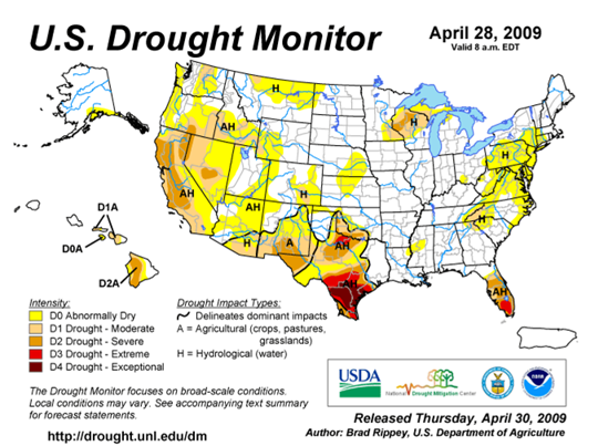 Drought Monitor Graphic at end of forecast period