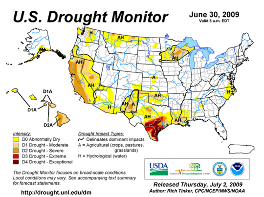 Drought Monitor Graphic at beginning of forecast period