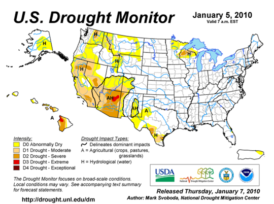 Drought Monitor Graphic at beginning of forecast period