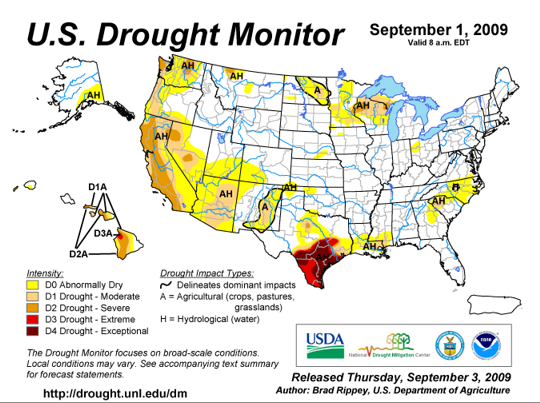 Drought Monitor Graphic at end of forecast period