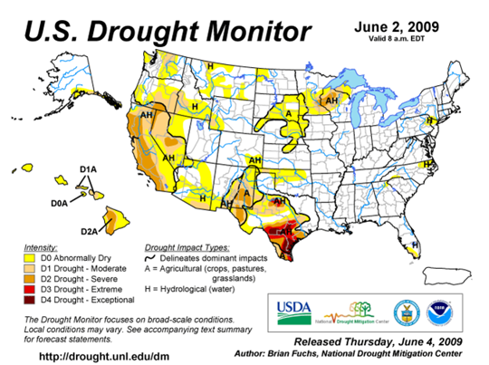 Drought Monitor Graphic at beginning of forecast period