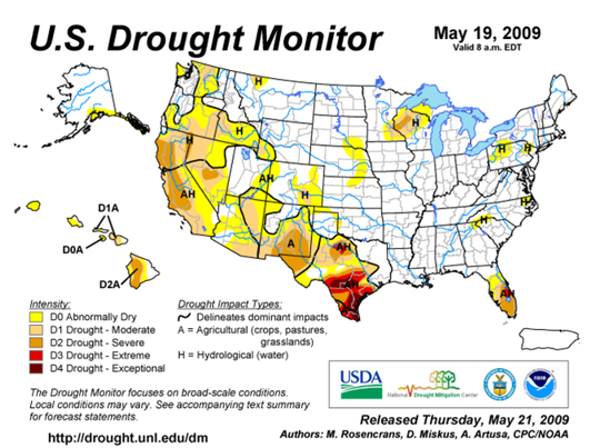 Drought Monitor Graphic at beginning of forecast period