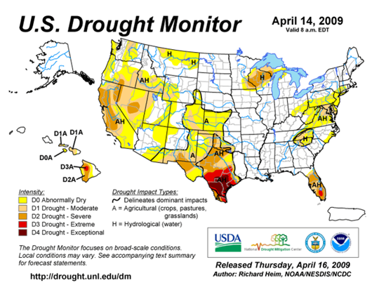 Drought Monitor Graphic at beginning of forecast period