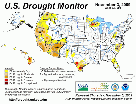 Drought Monitor Graphic at beginning of forecast period