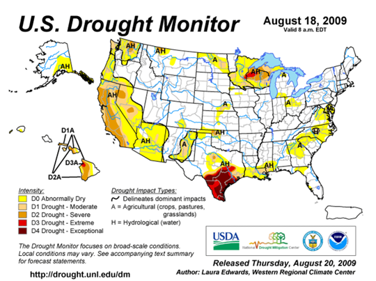 Drought Monitor Graphic at beginning of forecast period