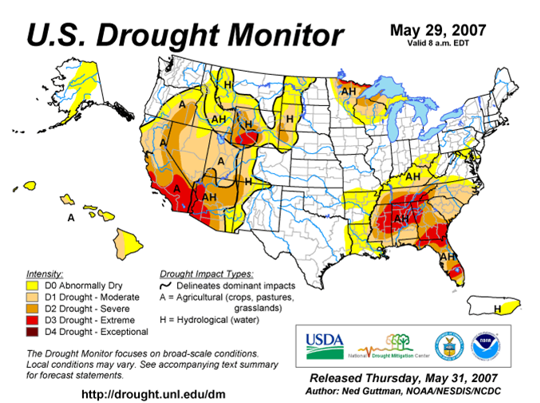 Drought Monitor Graphic at end of forecast period