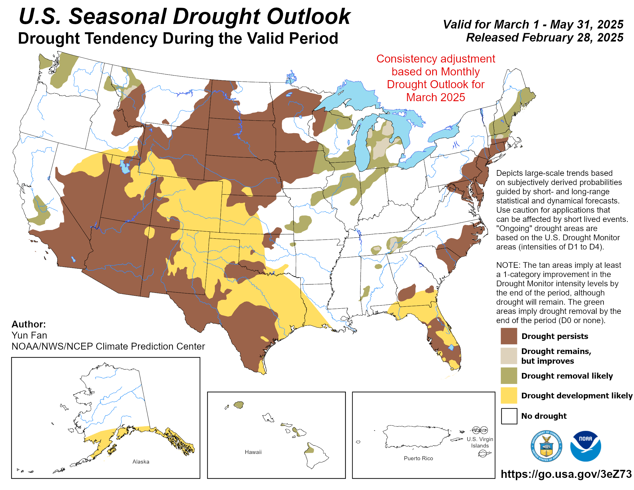 U.S. Seasonal Drought Outlook map