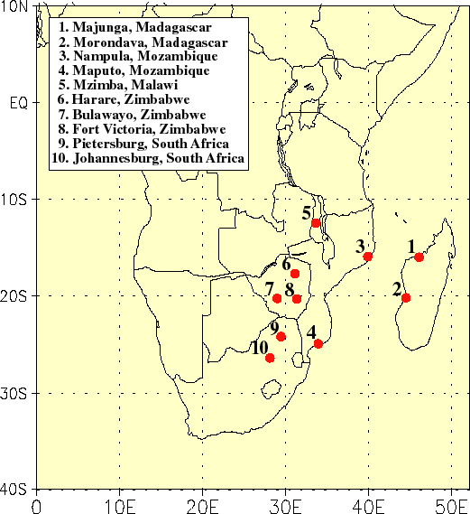 Map of southern Africa