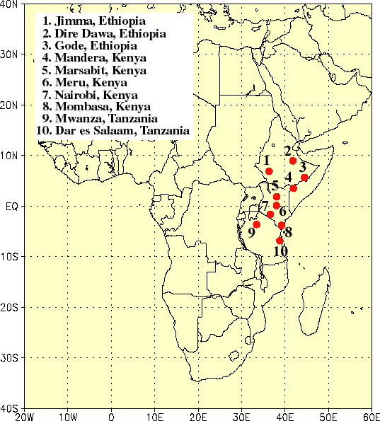 Map of eastern Africa