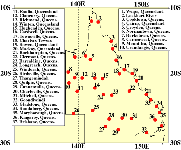 Map of northeastern Australia