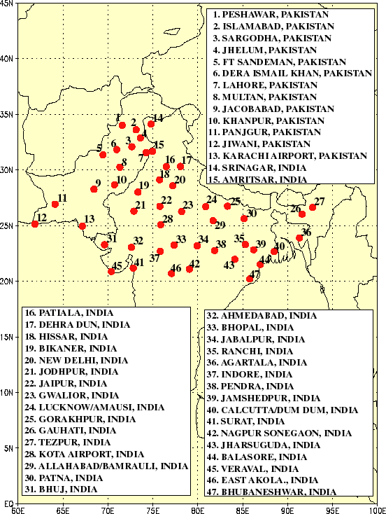 Map of India and Pakistan