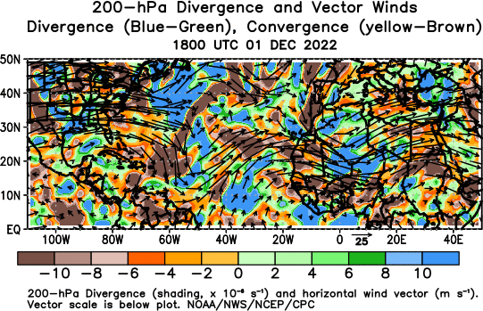Atlantic Observed 200 hPa Divergence