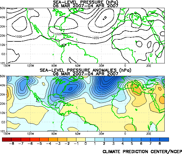 1000 hecto Pascals Heights and Anomalies for the last 30 days