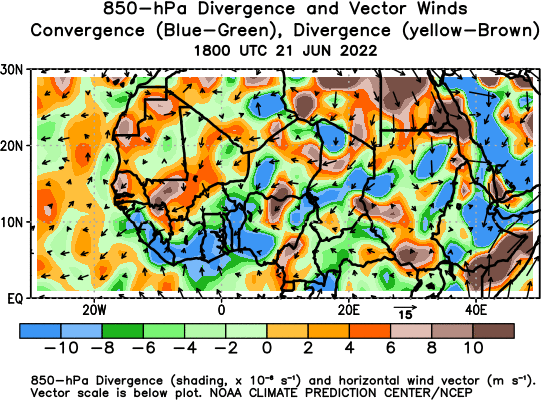 Africa Observed 850 hPa Divergence