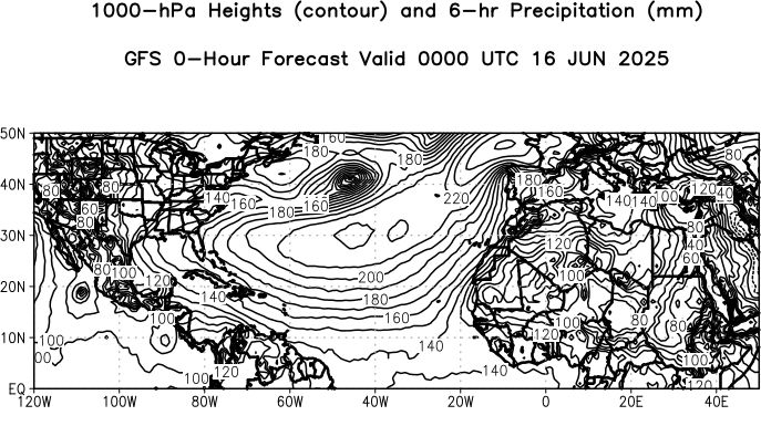 GFS Forecast 1000 hPa Heights