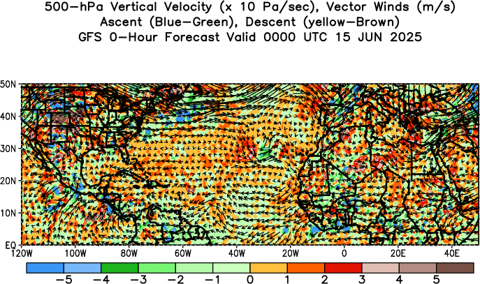 GFS Forecast 500 hPa Vertical Velocity
