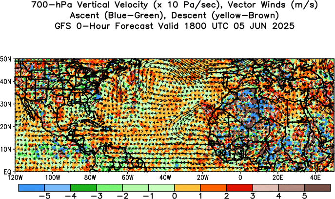GFS Forecast 700 hPa Vertical Velocity