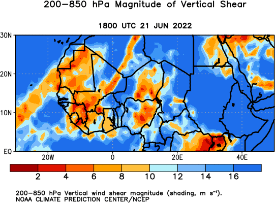 Africa Observed 200-850 hPa Vertical Wind Shear