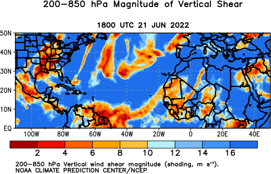 Atlantic Observed 200-850 hPa Vertical Wind Shear