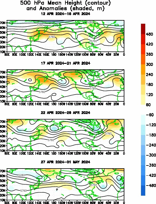 500-hPa height and and anomalies