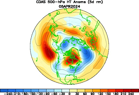 500-hPa height anomalies - Northern hemisphere