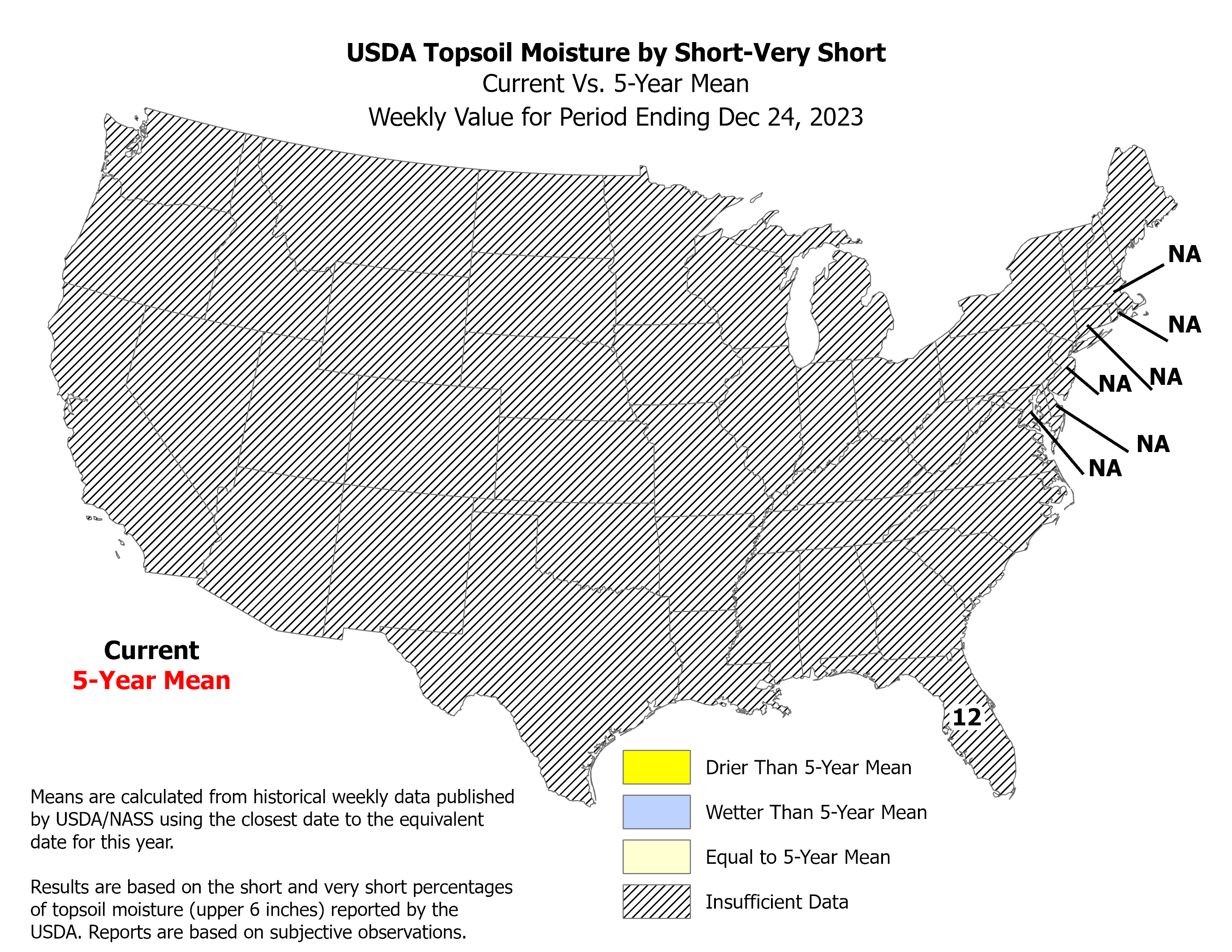 USDA Topsoil Moisture by Short-VeryShort, current vs 5 year mean